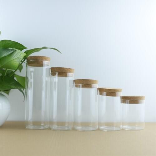 4pcs/lot Thick Glass Bottle 65mm Cork Stopper Spice Bottles Container Jars Vials DIY Craft Kitchen Storage Bottles