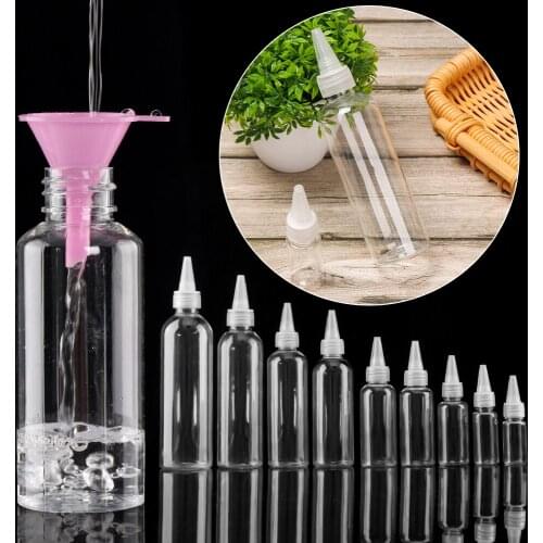 5Pcs Portable Empty Dropper Bottle Childproof Cap Clear Plastic Nozzle Dropper Cap Liquid Eye Ink Refillable Squeeze Bottle