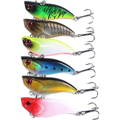 6PCS VIB Fishing Lure 6CM 13.4G Vibration Vibe Rattle Hooks Hard Plastic Bait Fly fishing Carp Pike Fishing Tackle