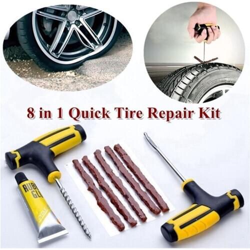 8pcs Car Tire Repair Tool Tire Repair Kit Studding Tools Auto Motorcycle Tubeless Tire Tyre Puncture Plug Garage Car Accessories