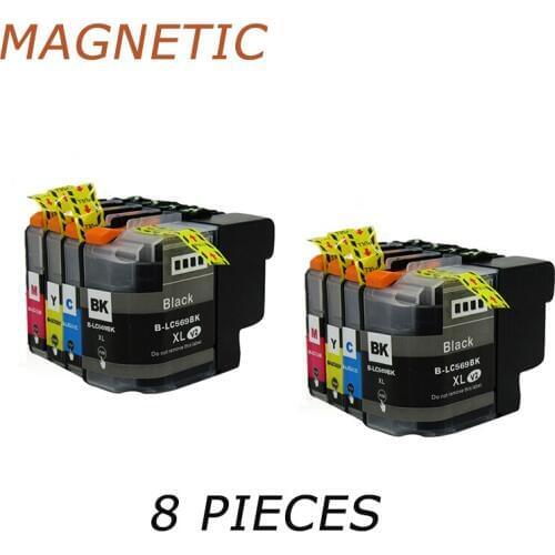 8 pieces LC569 LC569XL LC565 LC565XL Compatible ink cartridges For Brother MFC-J3520 MFC-J3720 Printers