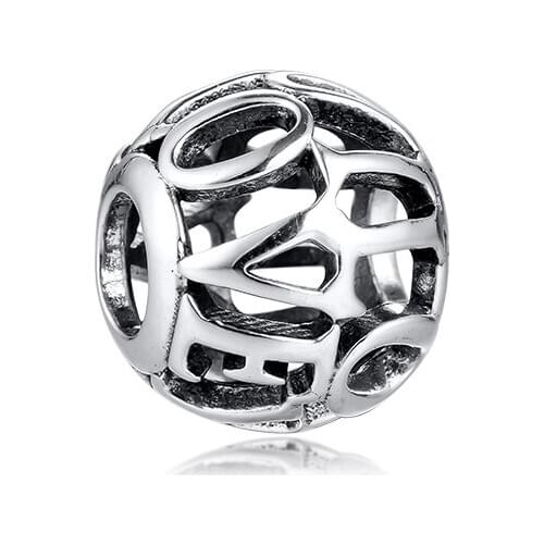 925 Silver Beads Openwork I Love You Script Charm Woman DIY Beads For Jewelry Making Fits European Sterling Silver Bracelets