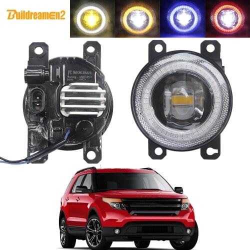 Car Right + Left Fog Light Assembly LED Lens Angel Eye DRL Daytime Running Lamp 30W 12V For Ford Explorer 2011 2012 2013 2014