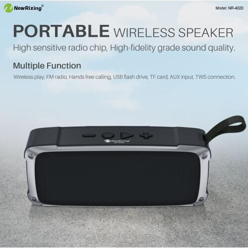Wireless Bluetooth Speaker with Hook Strap Support TF Card FM Radio TWS Connection Outdoor Home Portable Subwoofer