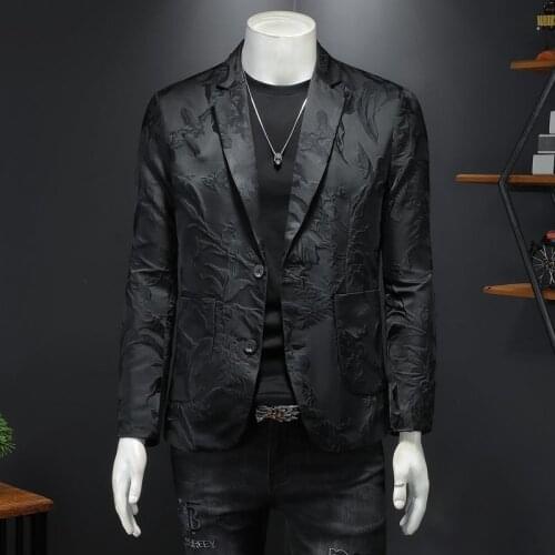British Style Blazer Hombre New Business Men Trendy Casual Jacquard Suit Jacket Men Chaqueta Hombre Formal Prom Blazers For Men