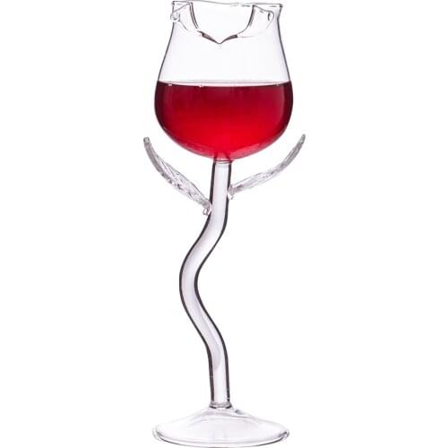 Wine Glass Exquisite Stable Base Transparent Rose Shape Goblet Cup for Home Wine Glass Champagne Red Wine Wine Design Sense