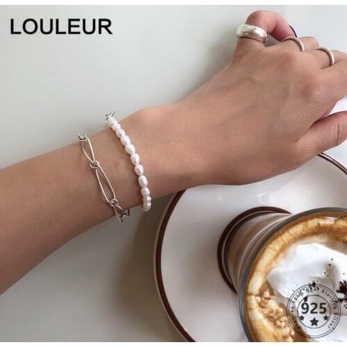 LouLeur French Popular 925 Sterling Silver Bracelets Freshwater Pearl Bracelets For Girl Women Fine Jewelry Gift 2021 Trend Simp