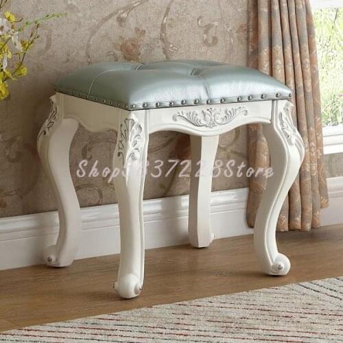 Solid Wood Dressing Stool European Stool Bedroom Home American Chair Princess Dressing Table Stool Soft Bag Dressing Stool