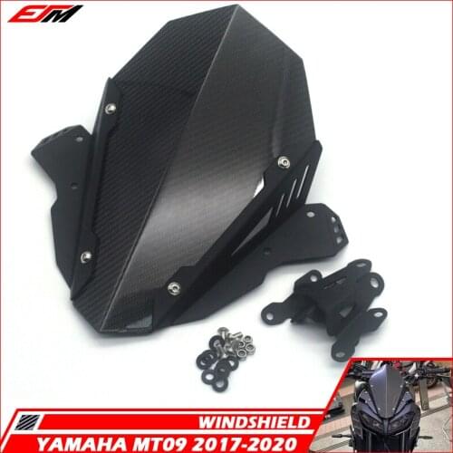 Motorcycle Sports Real Carbon Fiber Windshield Windscreen Deflector For YAMAHA MT-09 2017 2018 2019 2020 MT 09 MT09 FZ09 FZ-09