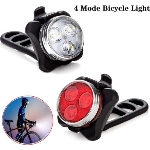 4 Modes Bicycle Light USB Rechargeable Waterproof Bike Headlight Tail Lamp Safety Warning Front Back light Cycling Accessories