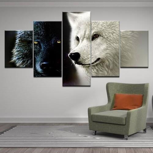 HD print modern 5 piece canvas Abstract animal wolf woods painting wall art pictures living room Home Decor Poster Drop shipping
