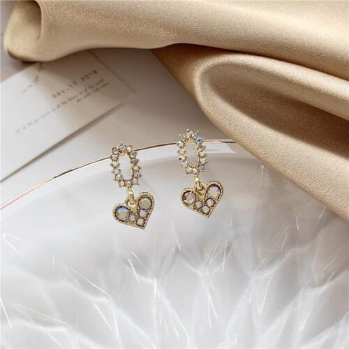 Girls Fully Rhinestone Korean Earrings Cute Shiny Bohemian Earrings