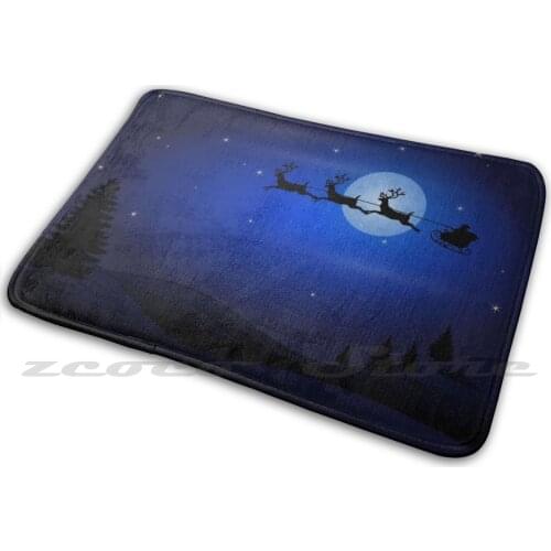 Santa Clause Flying Through The Night Mat Doorway Non-Slip Soft Water Uptake Carpet Christmas Merry Christmas Xmas Holiday