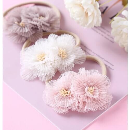 Floral Lace Baby Headbands Cute Flower Soft Nylon Elastic Hair Band Baby Hairband Newborn Toddler Hair Accessories