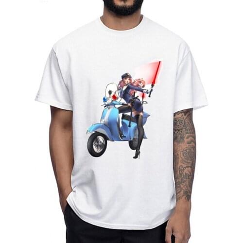 Hot Sell New Fashion Vespa Vintage Motorcycle Anime Girls Sexy T-Shirt Men Summer Hip Hop T Shirt Tees Mens Clothing