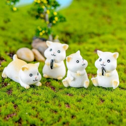 Cute Mini Hamster Resin Figurine Home Decor Craft Micro Landscape Decoration Accessories Fairy Garden Miniatures