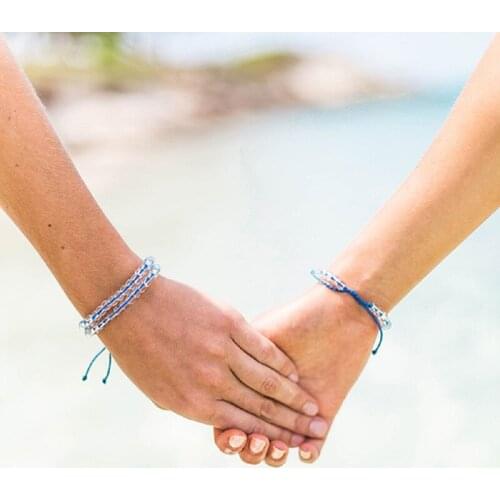 Fashion Handmade Wax Rope Hand Woven Bracelet 6mm Transparent Glass Crystal Jewelry Gift Bracelets Hot Sale