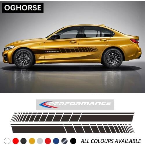 2 Pcs M Performacne Styling Car Door Side Stripes Skirt Sticker Body Decal For BMW E60 E90 F20 F30 F10 G30 F15 F34 F36 G32 G20