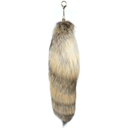 Real Fox Tail Fur 16.5IN Supper Huge Fluffy Cosplay Toy Handbag Accessories Key Chain Ring Hook Tassels
