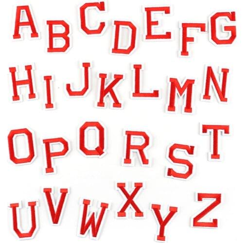 New Brand 26Pcs/Set 26 English Letter Patch Badge Embroidery Iron On Patches Sewn Applique Embroidered Art DIY Craft Clothes
