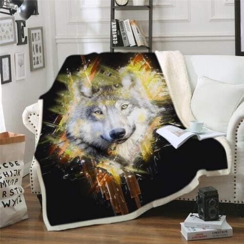 Personalized Wolf 3D Printed Sherpa Blanket Couch Cover Travel Youth Bedding Outlet Velvet Plush Throw Fleece Blanket Bedspread