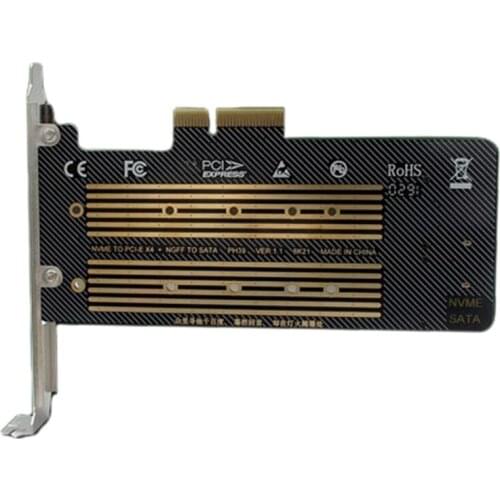 M.2 Nvme&Ngff Dual Bay Adapter Card, M.2 Nvme&Ngff to Pcie Sata Expansion Card Supports M Key/B Key Hard Disk