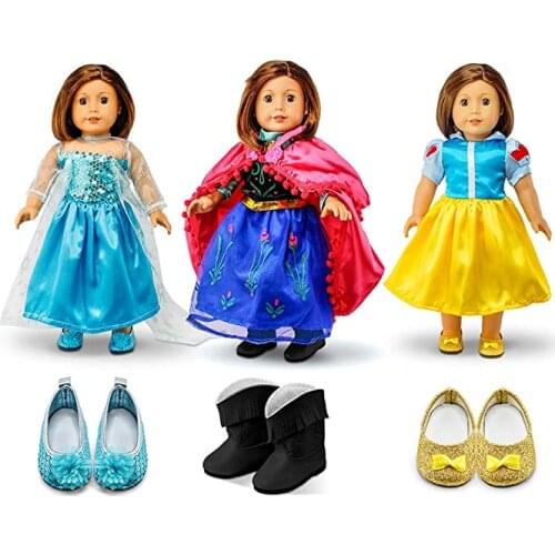 3 Sets Princess Dress and Shoes SuitsFit 18 inch43cm Baby New Born Doll Clothes Accessories Suit For Baby Birthday Gift