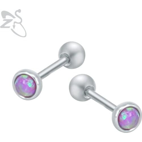 Fire Opal Stud Earrings Piercing 2 Colors Round Opal Stone Brinco Surgical Steel Tiny Ear Stud Womens Jewelry For Friends Gifts