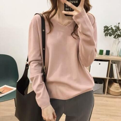 Sweater Womens Early New Style for Autumn and Winter Large Size Loose Slimming Outer Wear Top Solid Color Inner Base Shirt