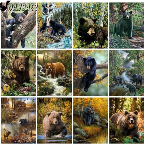 Brown Bear Tree Climbing Animal Diamond Painting 5D Diy Wall Art Forest Animal Embroidery Mosaic Room Home Decoration Accessorie