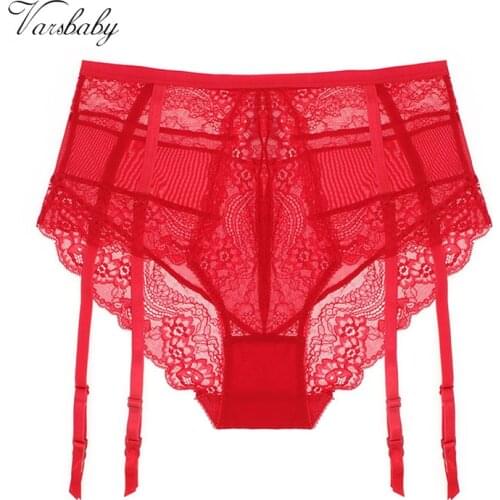 Varsbaby sexy lace high-rise briefs high quality underwear black S-XL big red panties for women