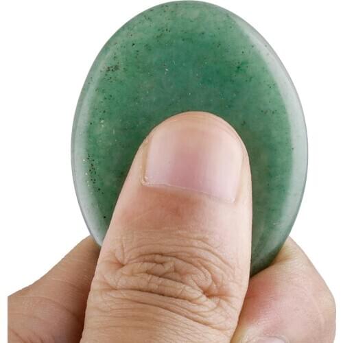 TUMBEELLUWA 1Pcs Natural Polished Thumb Worry Stone Oval Shape Reiki Palm Stones for Anxiety Healing Crystal Energy Pocket Stone