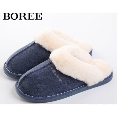 Women Indoor Slippers Winter Warm Shoes Plush Home Soft Slippers For Men Casual Shoes Anti-slip Couples Floor Shoes Fur Slides