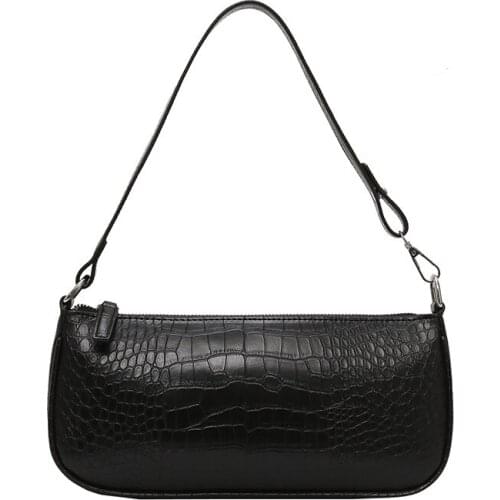 Retro Alligator Skin Pattern Female Small Handbags Short Strap Shoulder Bags Phone Purse Baguette Bag High Quality PU Leather