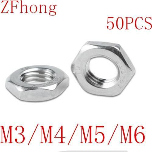 10-50pcs M2 M2.5 M3 M4 M5 M6 M8 M10 304 A2-70 Stainless Steel Flat Hex Hexagon Thin Nut Jam Nut