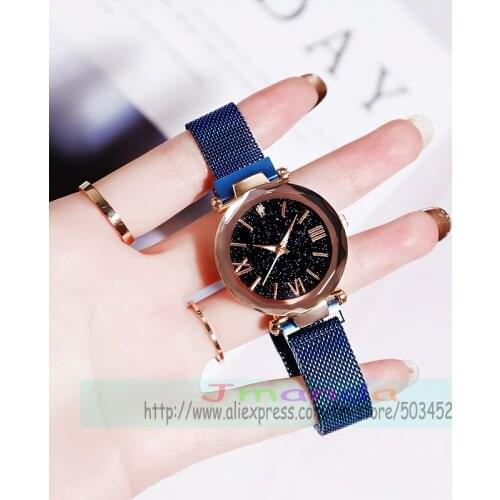 100pcs/lot 8630 fashion new arrival luxury lady mesh watch lazy women men designer no logo starry sky wrist watch wholesale