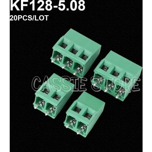 20PCS/LOT Terminals KF128-5.08-2P3P KF128-2P 300V 10A Screw 2Pin 3Pin 5.0mm Straight Pin PCB Screw Terminal Block Connector
