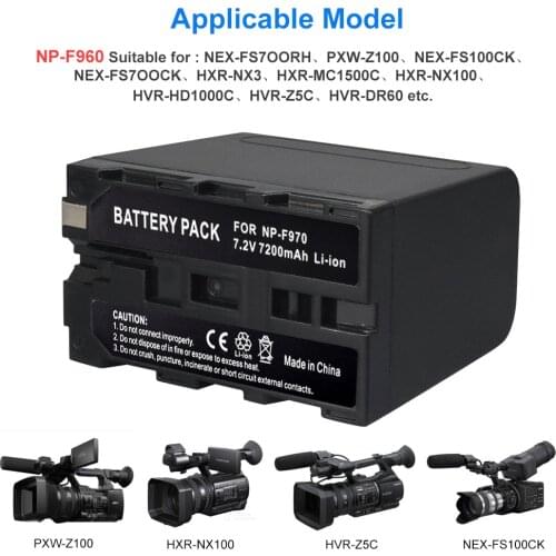 7.2V 7200mAh NP-F960 NP-F970 NP F970 NP F960 Camcorder batteries(4 Pack) for Sony NP-F550 F770 F750 F960 F970 DCR-SC100 CCD-SC55