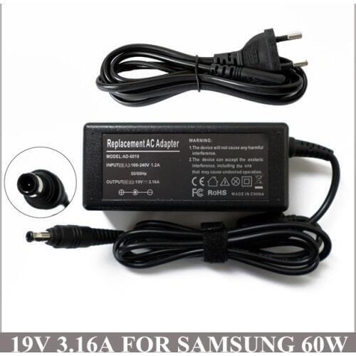 19V 3.16A 60W AC Adapter Laptop Charger Plug For Cadernos Samsung R40 R45 R50 Q430 R430 R440 P35 M40 Q35 Q40 Q45 Q30 NP-Q1