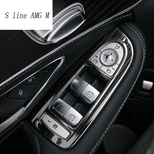 Car styling Window Control Switch Buttons Frame Decoration stainless steel Stickers Cover for Mercedes Benz C Class W205 GLC LHD