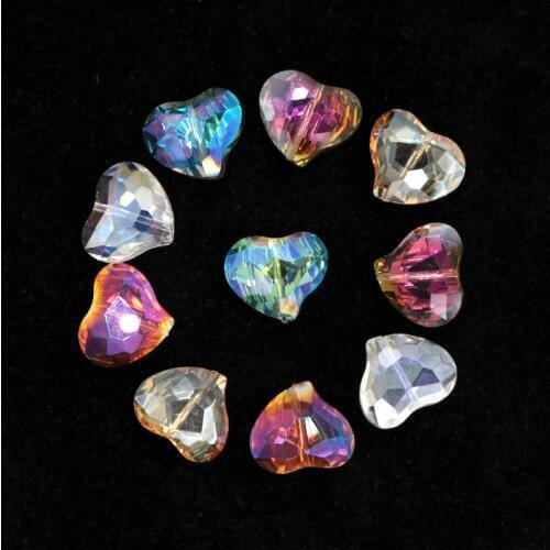 10pcs Charms Glass Crystal Heart Faceted Beads Loose Spacer DIY 19x16MM Czech Beads Crafts Material Supplies Jewelry Wholesale