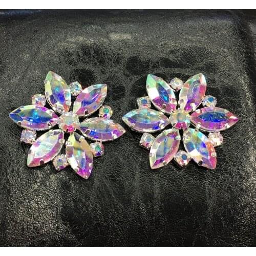 43mm gorgeous AB glass crystal rhinestone decorative flower button for women coat sandals bags dress hat decoration