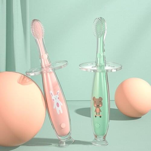 Baby Training Toothbrush Food-grade Silicone Standing Sucker Tongue Brush Softness And Toughness Perfect Toothbrushes For Baby