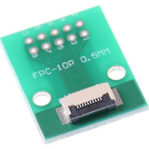 FPC FFC Cable 10PIN 0.5 Mm Pitch Connector SMT Adapter To 2.54 Mm 1.00 Inch Pitch Through Hole DIP PCB Board
