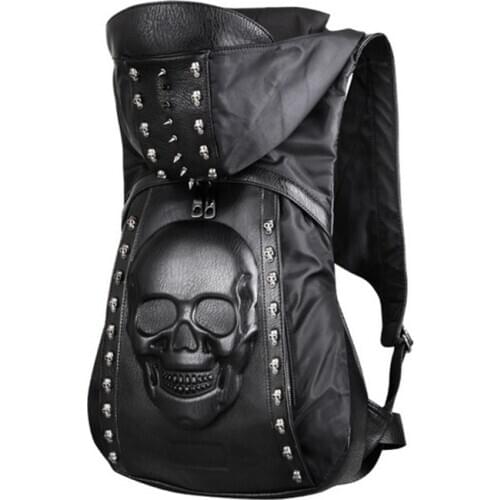 Gothic Halloween Skull Steampunk Riveting Design Backpack Hip Hop Hat Backpack