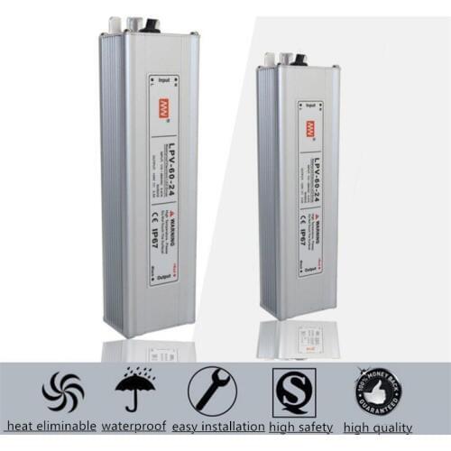 Meanwell original constant voltage 12V Power Supply LPV-60-12 60W/100W/150W 5A IP67 waterproof,approved for LED lighting