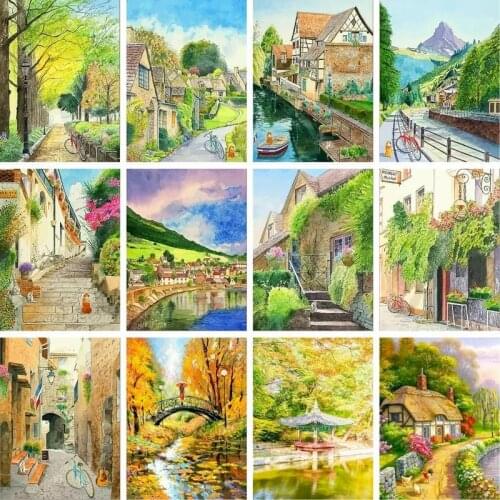 GATYZTORY DIY Painting By Numbers For Adults Landscape Framed Diy Gift Acrylic Paint Canvas Living Room Wall Decor Drawing Art