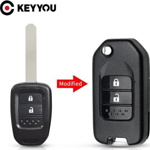 KEYYOU For Honda FIT XRV VEZEL CITY JAZZ CIVIC HRV 2/3 Buttons Modified Flip Folding Car Remote Key Shell Case Fob Cover