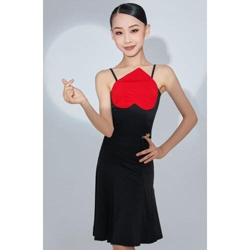 Latin Dance Performance Stage Costume Sling Dress Tango Cha Cha Competition Clothing Girls Summer Dancing Practice Wear VDB3837