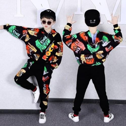 Autumn Children Boys Girls Clothes Suit Letter Hooded Sweater Jacket Pants Sets Toddler Active Cotton Clothing Kids Tracksuit